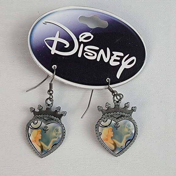 Disney Other - Disney Cinderella Earrings 1 Inch Silver-Tone Pierced Hook Girls Kids Youth New